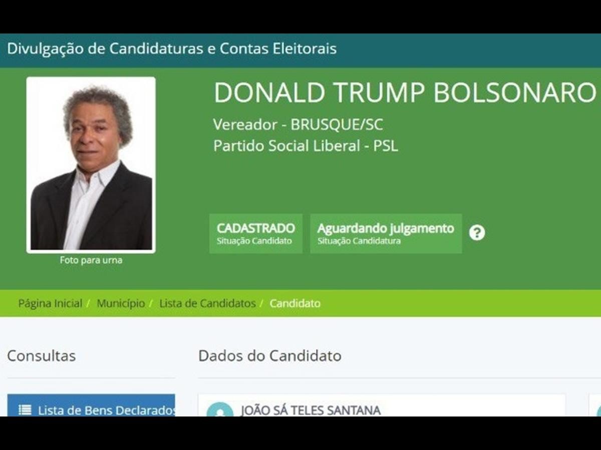 Candidato a vereador em Brusque se registra como Donald Trump Bolsonaro