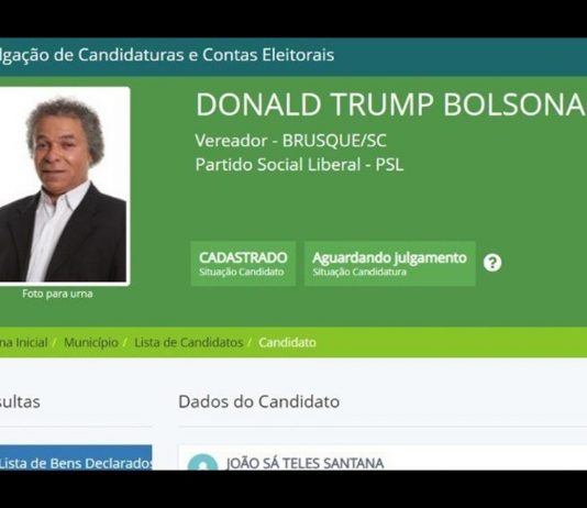 Candidato a vereador em Brusque se registra como Donald Trump Bolsonaro