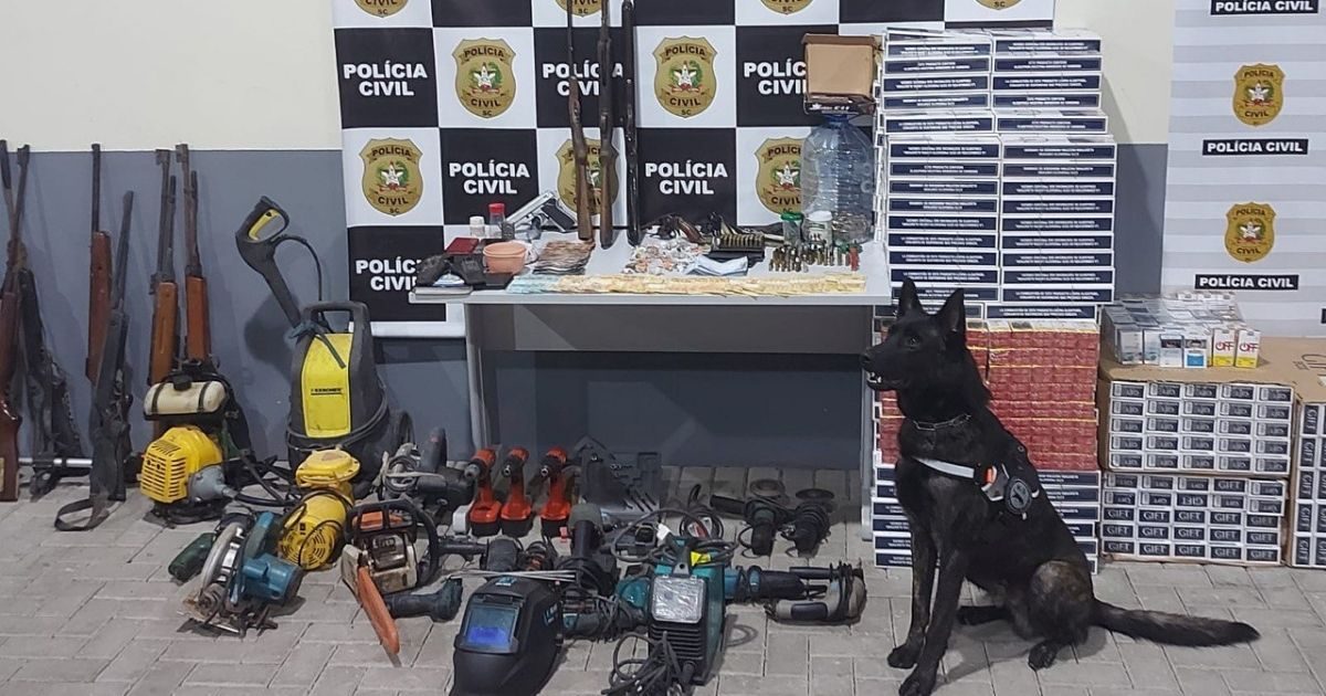 VÍDEO - Polícia Civil realiza operação e prende homem com drogas, armas, munições e ferramentas em Gaspar