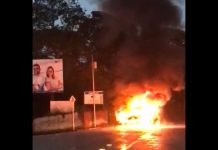 VÍDEO - Carro a gás pega fogo e mobiliza bombeiros em Indaial