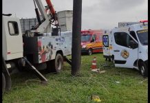 Saiba estado de saúde de trabalhador que sofreu choque elétrico na BR-470, em Santa Catarina