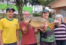 Morador de Brusque pesca carpa de 15 quilos no rio Itajaí-Mirim