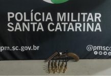 PM encontra arma e munições ao abordar veículo em Gaspar