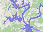 Mapa interativo permite simular quantos metros o Itajaí-Açu irá subir e entender áreas que podem ser atingidas pela enchente em Blumenau
