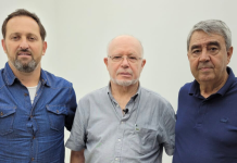 O Presidente do Metrô, Valdair Matias, o CEO Metropolitano, Francisco Battistotti, e o Técnico, Evando Camillato