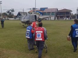 Homem sofre acidente de trabalho e tem pernas cortadas por serra, em Balneário Barra do Sul