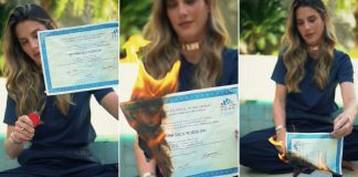 VÍDEO - Bettina, do meme do primeiro milhão, publica imagens queimando próprio diploma da FURB