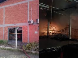 Incêndio atinge galpão de malharia