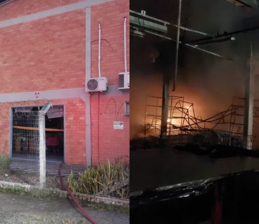 Incêndio atinge galpão de malharia