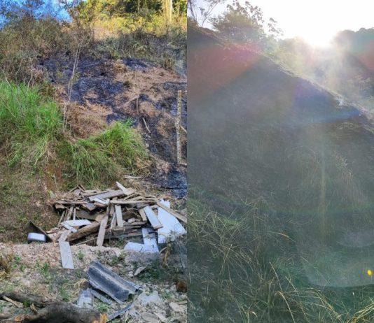 Incêndio em vegetação se alastra e quase atinge casas de madeira em Gaspar