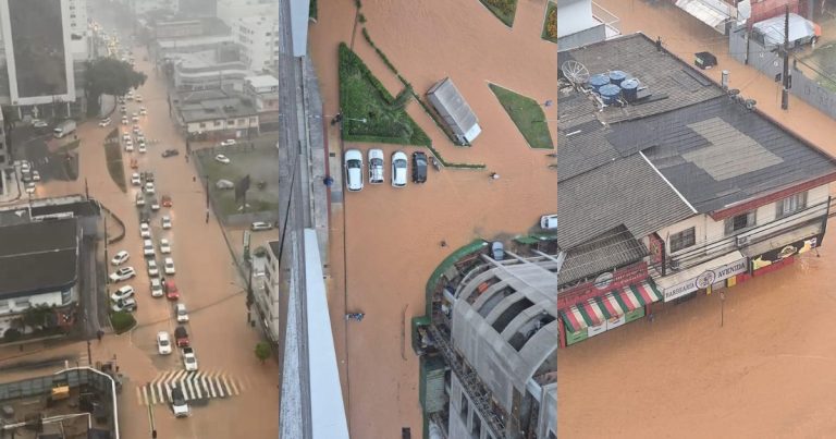 VÍDEO – Fortes chuvas inundam ruas de Balneário Camboriú, que fica em situação crítica