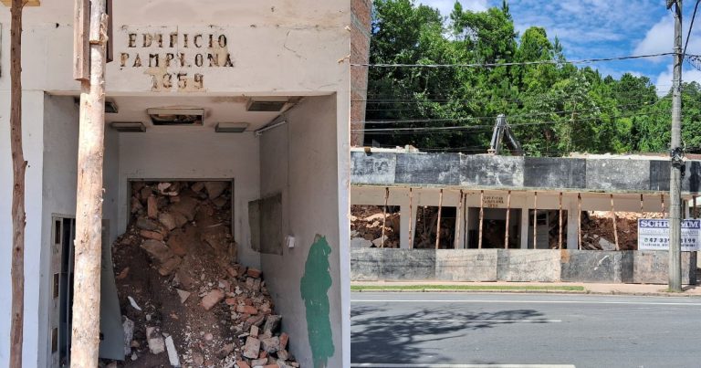 GALERIA - Prédio da rua Sete de Setembro passa por processo de demolição em Blumenau